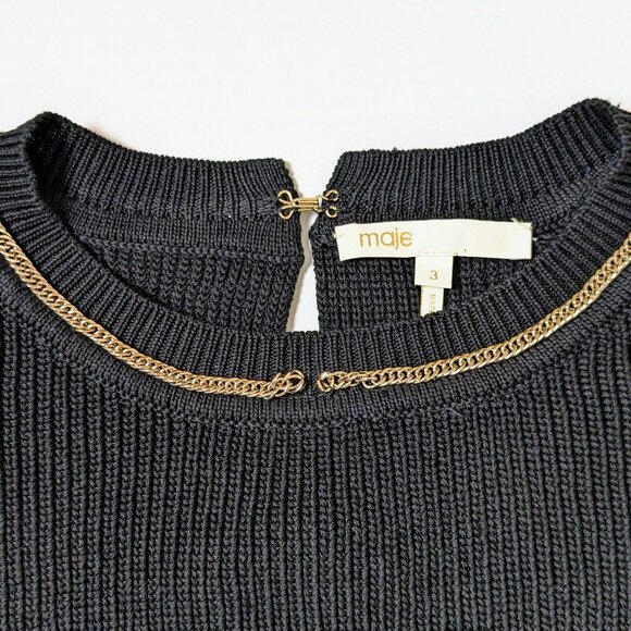 MAJE  Women's Long Sleeve Knit Sweater  Size M (US)  Black  NWOT - Picture 4 of 7